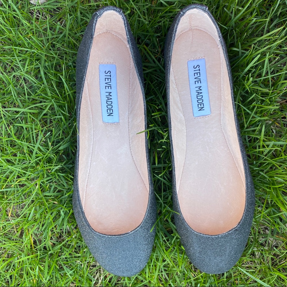 Black Glitter Flats BNIB